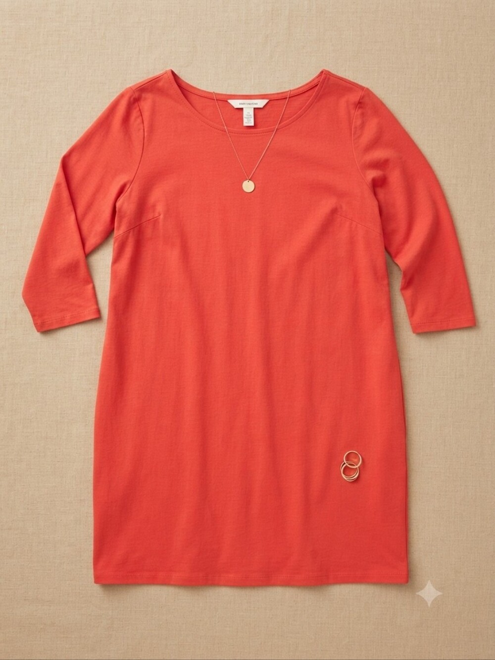 Jessica London Red Shift Dress Size 18 Plus Boatneck 3/4 Sleeve